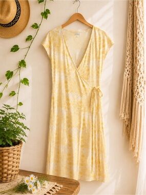 Boden Joanna Wrap Dress Jersey Gardenia Swirl  Size 16-18